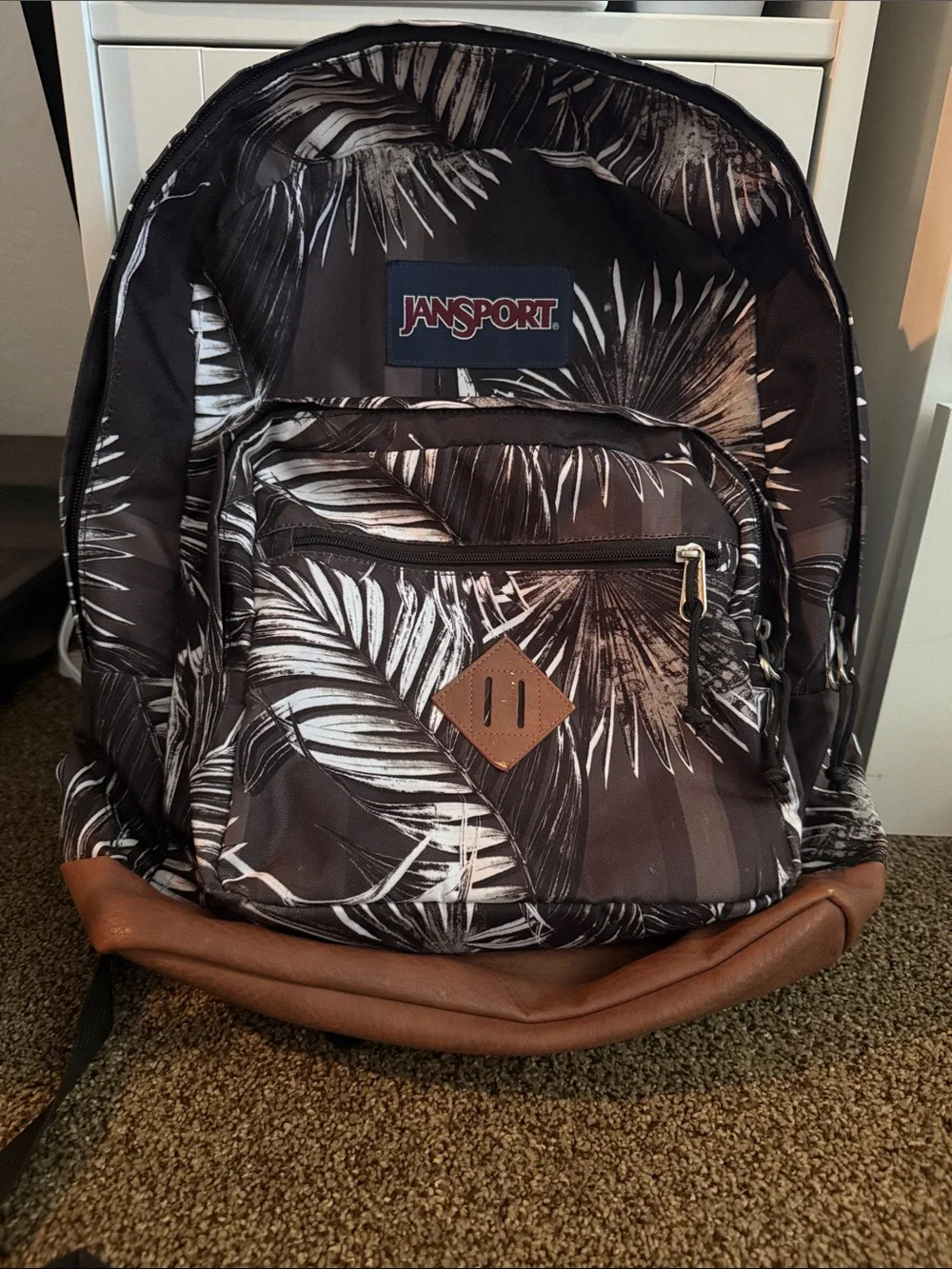 Jansport Black and Brown Palm-Print Backpack - Laptop